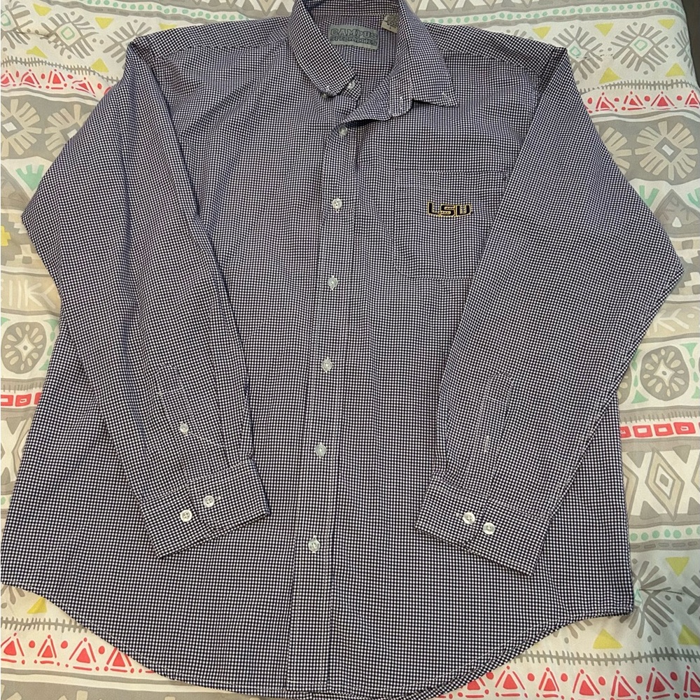 Men’s Large LSU purple and white Button-Down Shirt